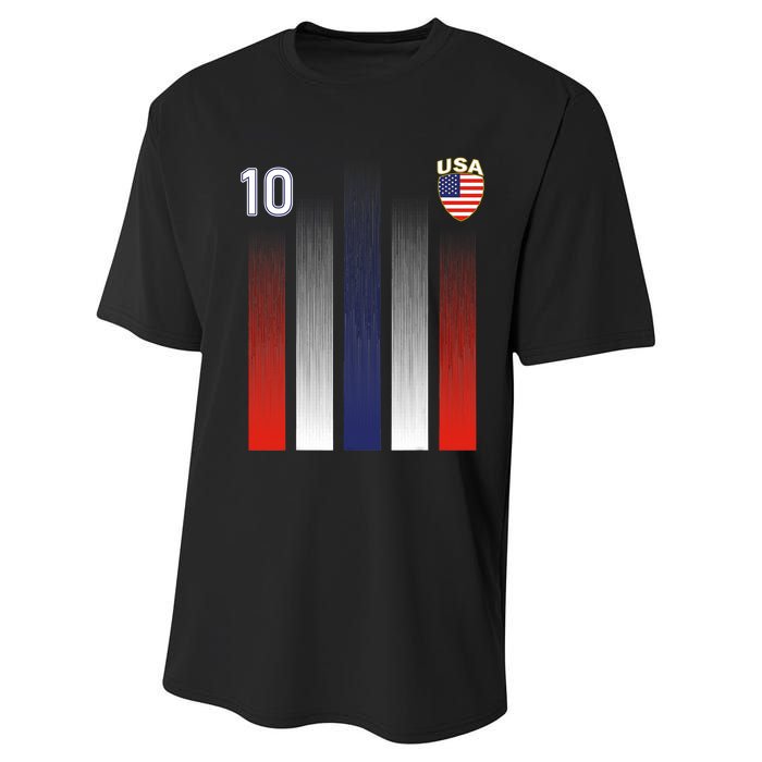 National America Flag American Soccer USA Jersey Fan 10 Performance Sprint T-Shirt