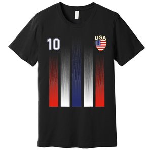 National America Flag American Soccer USA Jersey Fan 10 Premium T-Shirt