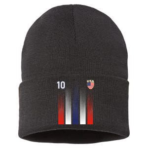 National America Flag American Soccer USA Jersey Fan 10 Sustainable Knit Beanie