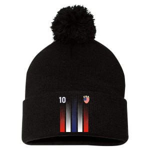 National America Flag American Soccer USA Jersey Fan 10 Pom Pom 12in Knit Beanie