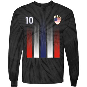 National America Flag American Soccer USA Jersey Fan 10 Tie-Dye Long Sleeve Shirt