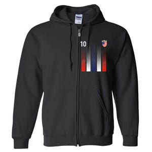 National America Flag American Soccer USA Jersey Fan 10 Full Zip Hoodie