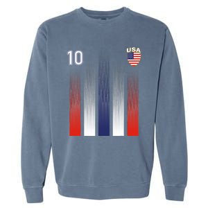 National America Flag American Soccer USA Jersey Fan 10 Garment-Dyed Sweatshirt