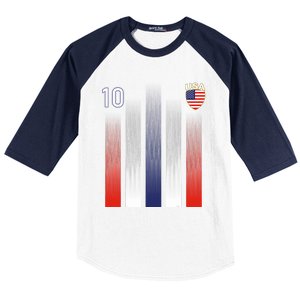 National America Flag American Soccer USA Jersey Fan 10 Baseball Sleeve Shirt