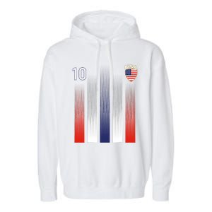 National America Flag American Soccer USA Jersey Fan 10 Garment-Dyed Fleece Hoodie