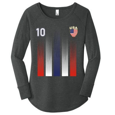 National America Flag American Soccer USA Jersey Fan Women's Perfect Tri Tunic Long Sleeve Shirt