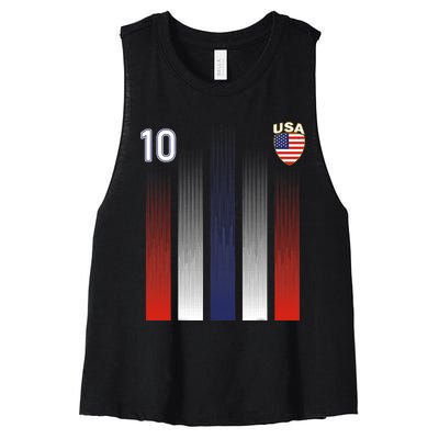 National America Flag American Soccer USA Jersey Fan Women's Racerback Cropped Tank