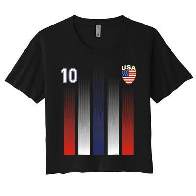 National America Flag American Soccer USA Jersey Fan Women's Crop Top Tee