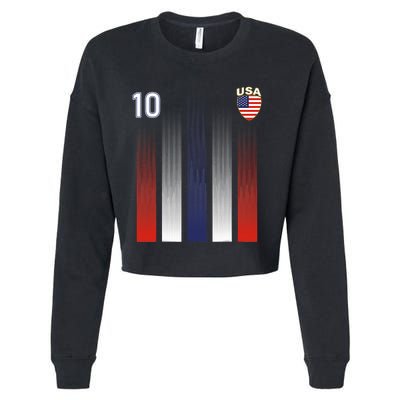 National America Flag American Soccer USA Jersey Fan Cropped Pullover Crew