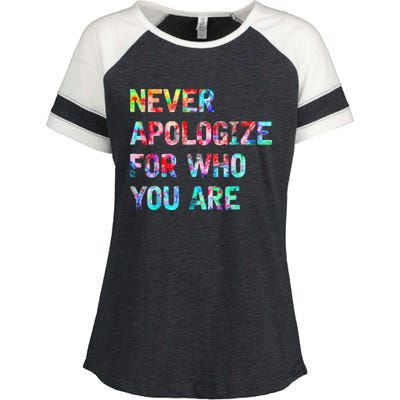 Never Apologize For Who You Are Enza Ladies Jersey Colorblock Tee