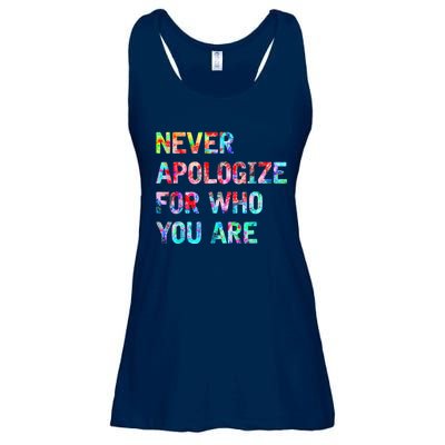 Never Apologize For Who You Are Ladies Essential Flowy Tank