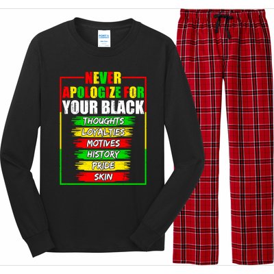 Never Apologize For Your Blackness Black History Juneteenth Gift Long Sleeve Pajama Set