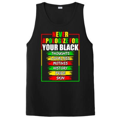 Never Apologize For Your Blackness Black History Juneteenth Gift PosiCharge Competitor Tank