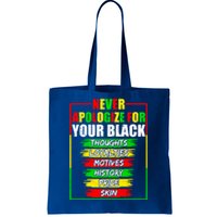 Never Apologize For Your Blackness Black History Juneteenth Gift Tote Bag