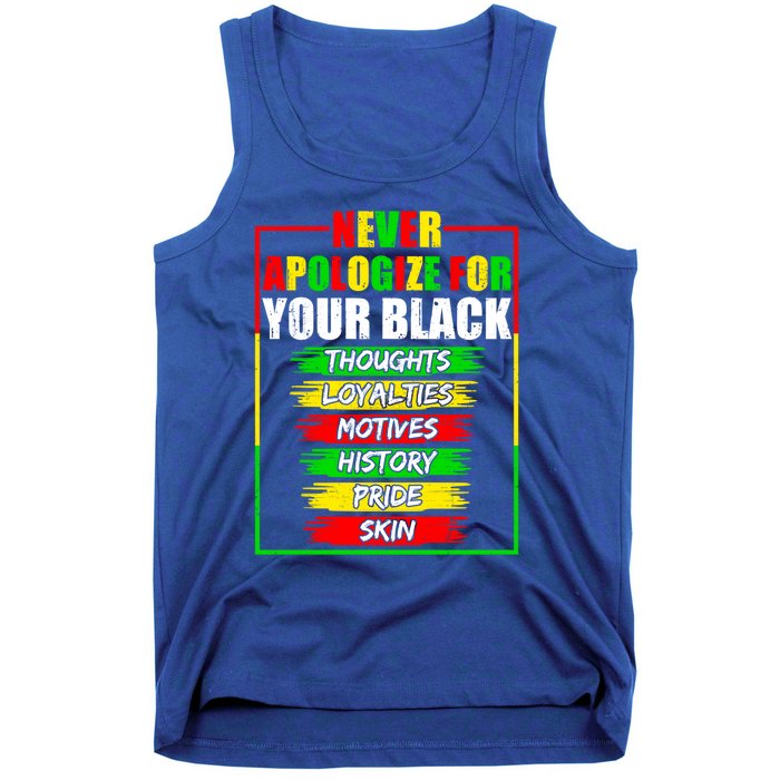 Never Apologize For Your Blackness Black History Juneteenth Gift Tank Top