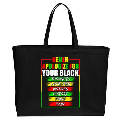 Never Apologize For Your Blackness Black History Juneteenth Gift Cotton Canvas Jumbo Tote