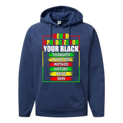 Never Apologize For Your Blackness Black History Juneteenth Gift Performance Fleece Hoodie