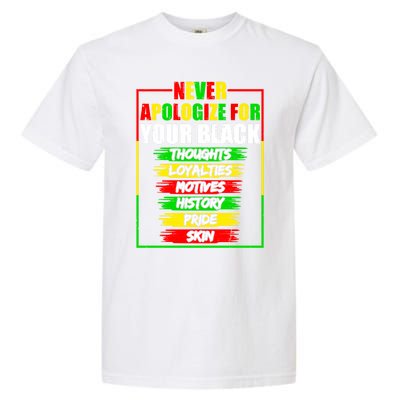 Never Apologize For Your Blackness Black History Juneteenth Gift Garment-Dyed Heavyweight T-Shirt