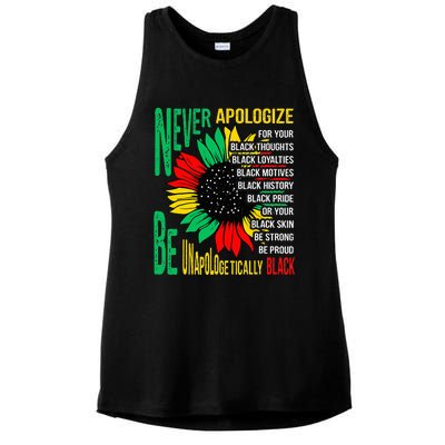 Never Apologize For Your Blackness Black History Juneteenth Ladies PosiCharge Tri-Blend Wicking Tank