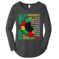 Never Apologize For Your Blackness Black History Juneteenth Women's Perfect Tri Tunic Long Sleeve Shirt