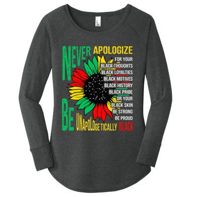 Never Apologize For Your Blackness Black History Juneteenth Women's Perfect Tri Tunic Long Sleeve Shirt