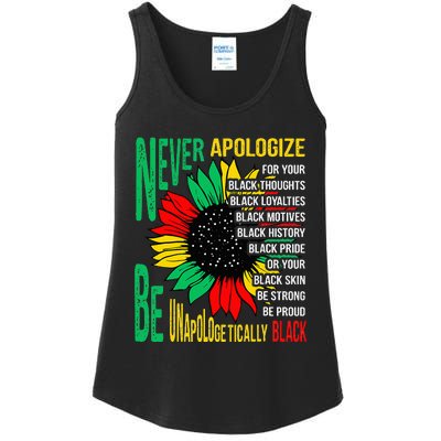 Never Apologize For Your Blackness Black History Juneteenth Ladies Essential Tank