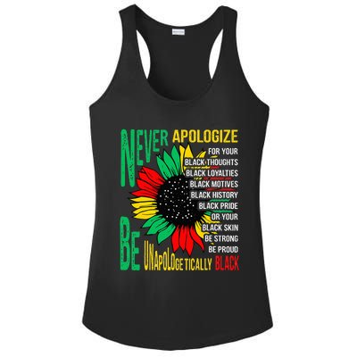 Never Apologize For Your Blackness Black History Juneteenth Ladies PosiCharge Competitor Racerback Tank