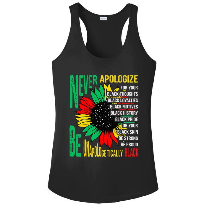 Never Apologize For Your Blackness Black History Juneteenth Ladies PosiCharge Competitor Racerback Tank