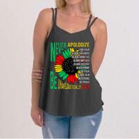 Never Apologize For Your Blackness Black History Juneteenth Women's Strappy Tank