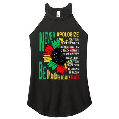 Never Apologize For Your Blackness Black History Juneteenth Women's Perfect Tri Rocker Tank