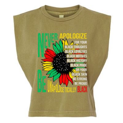 Never Apologize For Your Blackness Black History Juneteenth Garment-Dyed Women's Muscle Tee