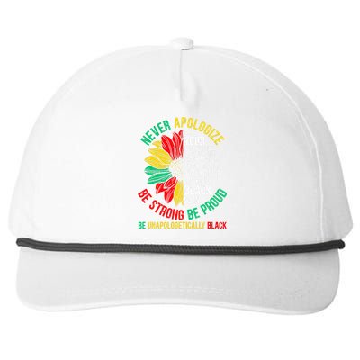 Never Apologize For Your Blackness Black History Juneteenth Snapback Five-Panel Rope Hat