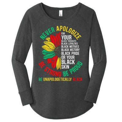 Never Apologize For Your Blackness Black History Juneteenth Women's Perfect Tri Tunic Long Sleeve Shirt