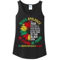 Never Apologize For Your Blackness Black History Juneteenth Ladies Essential Tank