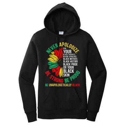 Never Apologize For Your Blackness Black History Juneteenth Women's Pullover Hoodie