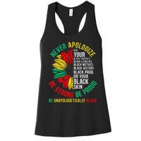 Never Apologize For Your Blackness Black History Juneteenth Women's Racerback Tank