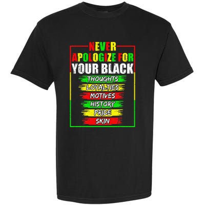 Never Apologize For Your Blackness Black History Juneteenth Garment-Dyed Heavyweight T-Shirt