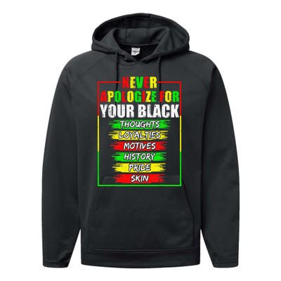 Never Apologize For Your Blackness Black History Juneteenth Performance Fleece Hoodie