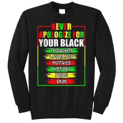 Never Apologize For Your Blackness Black History Juneteenth Sweatshirt