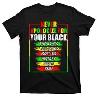 Never Apologize For Your Blackness Black History Juneteenth T-Shirt