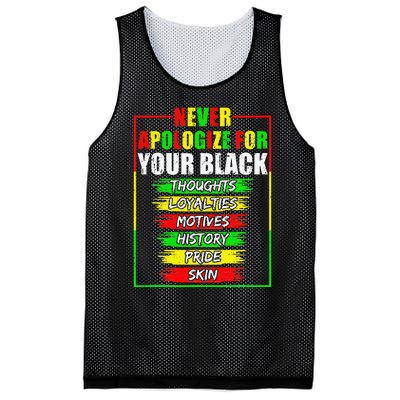 Never Apologize For Your Blackness Black History Juneteenth Mesh Reversible Basketball Jersey Tank