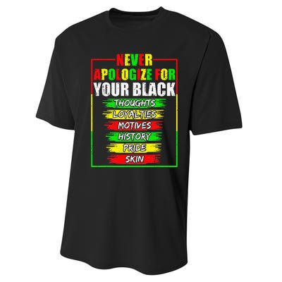 Never Apologize For Your Blackness Black History Juneteenth Performance Sprint T-Shirt