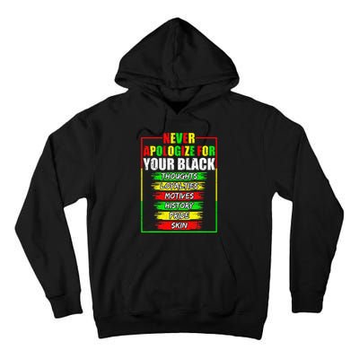 Never Apologize For Your Blackness Black History Juneteenth Tall Hoodie