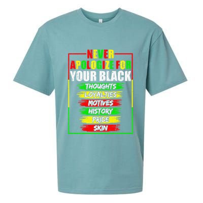 Never Apologize For Your Blackness Black History Juneteenth Sueded Cloud Jersey T-Shirt