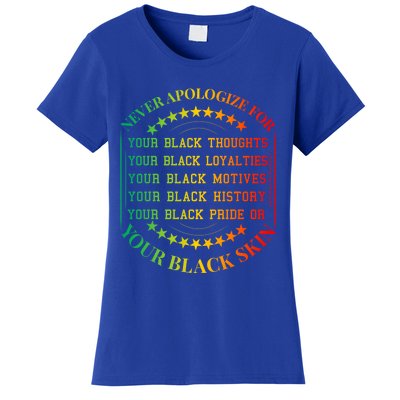 Never Apologize For Your Blackness Juneteenth Black History Gift Women's T-Shirt