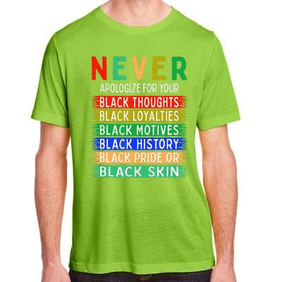 Never Apologize For Your Blackness - Black History Month Adult ChromaSoft Performance T-Shirt