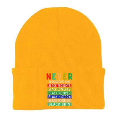 Never Apologize For Your Blackness - Black History Month Knit Cap Winter Beanie