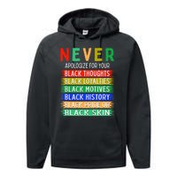 Never Apologize For Your Blackness - Black History Month Performance Fleece Hoodie