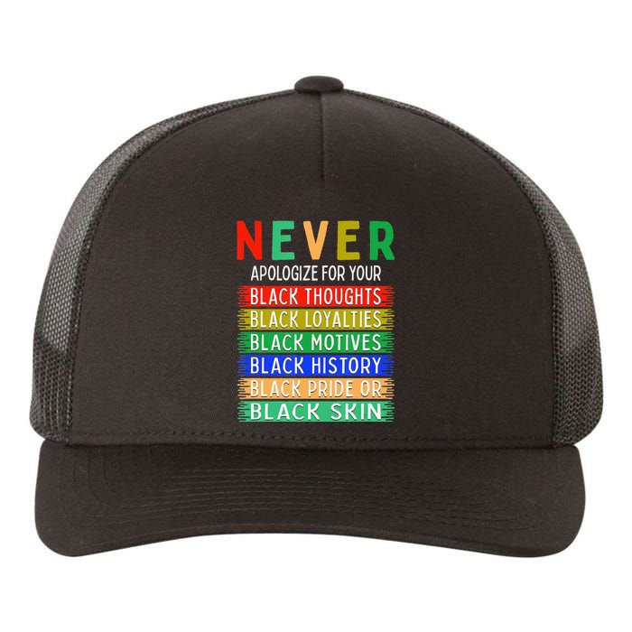 Never Apologize For Your Blackness - Black History Month Yupoong Adult 5-Panel Trucker Hat