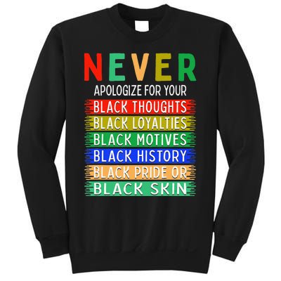 Never Apologize For Your Blackness - Black History Month Sweatshirt